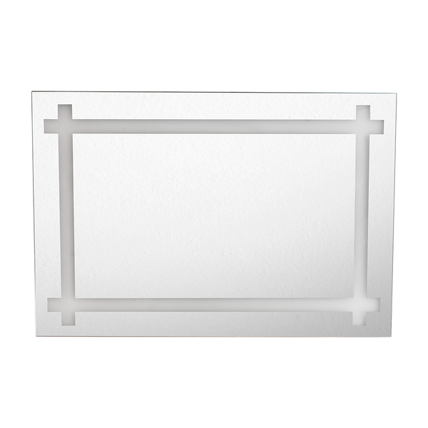 Espejo Rectangular Broni, Gris, con Diseño en Sandblasting