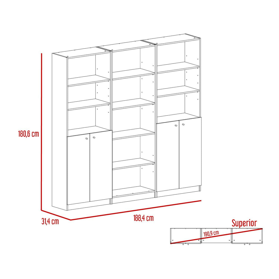 Combo de Bibliotecas Home, Macadamia Incluye Tres Bibliotecas - VIRTUAL MUEBLES