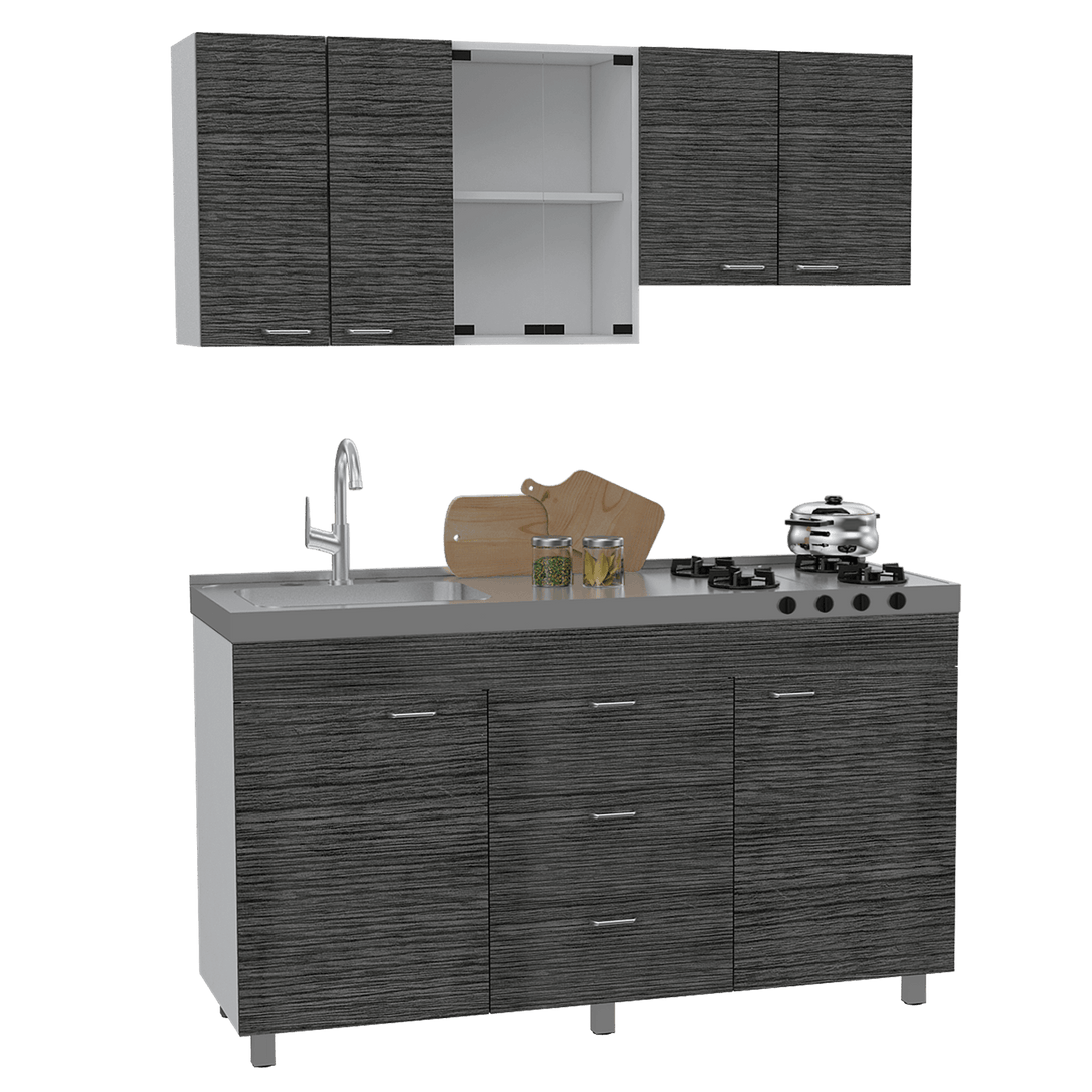 Cocina Integral Laurel color Gris y Blanco.