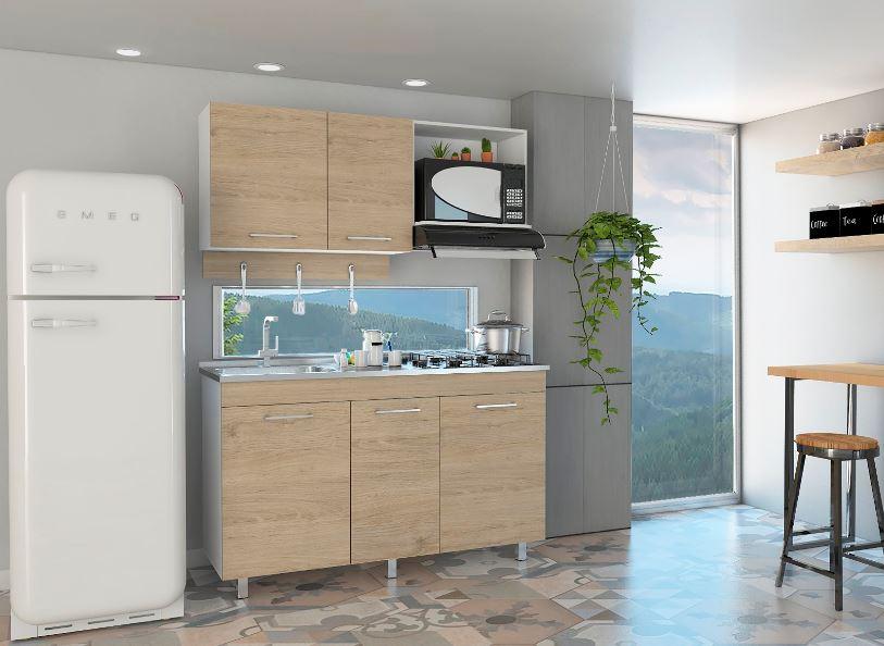Cocina Integral Deneb color Beige y Blanco.