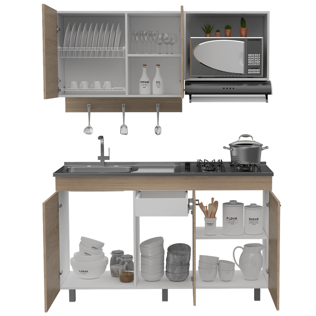 Cocina Integral Deneb color Beige y Blanco.