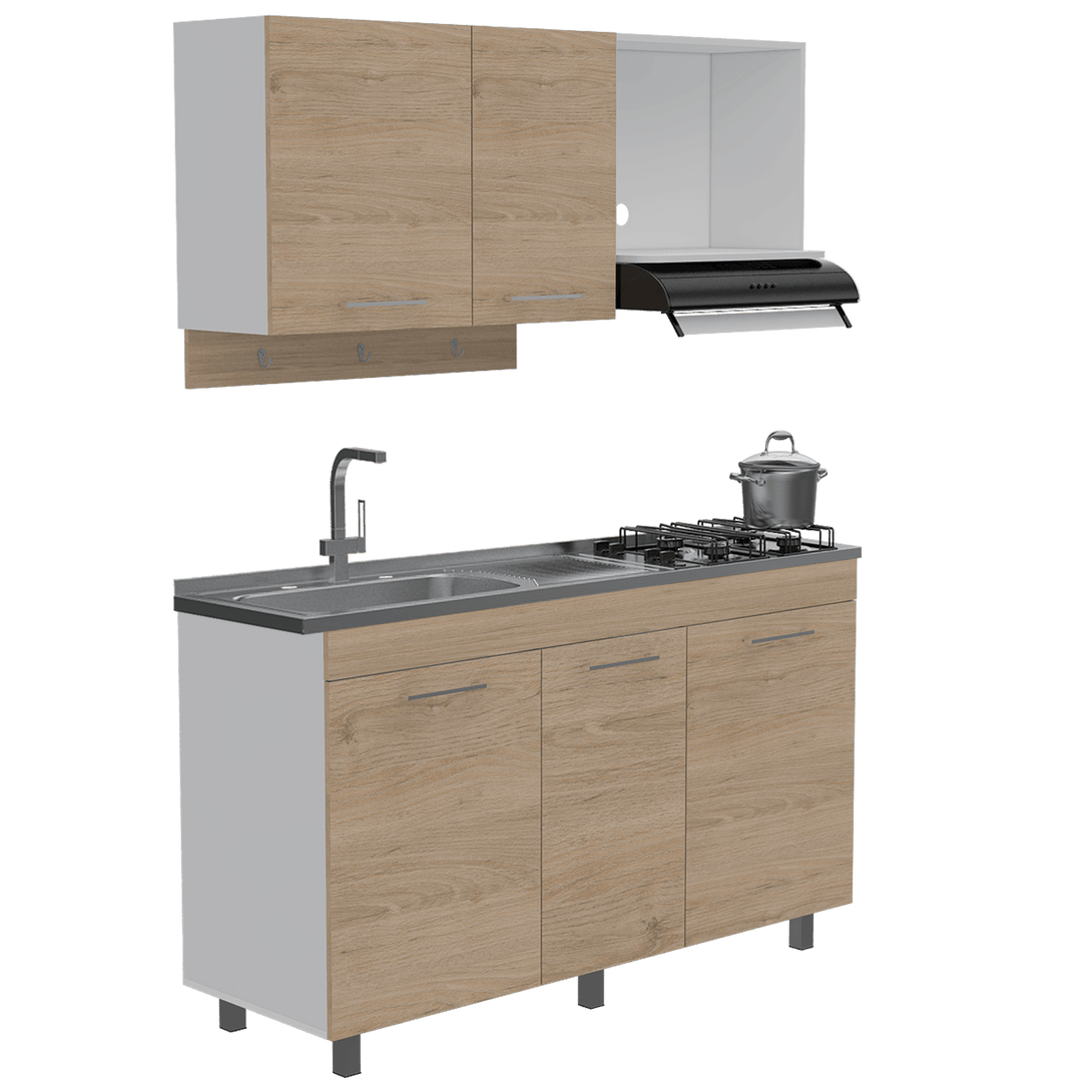 Cocina Integral Deneb color Beige y Blanco.