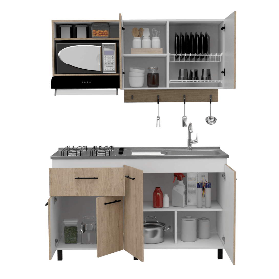 Cocina Integral Kane color Beige y Blanco.