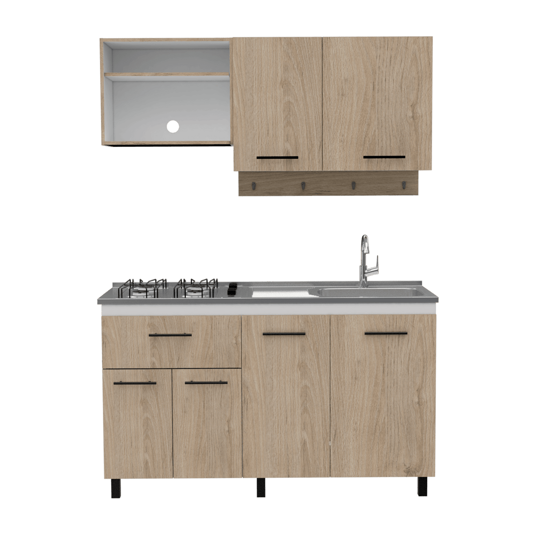 Cocina Integral Kane color Beige y Blanco.