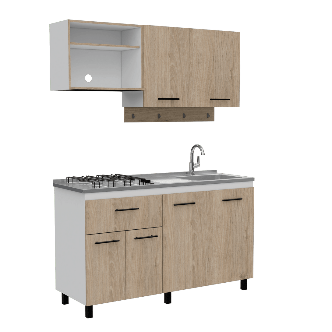 Cocina Integral Kane color Beige y Blanco.