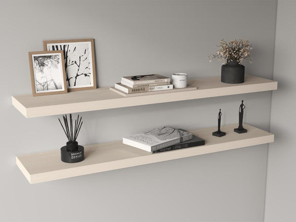 Repisa Flotante Shelf 120, Nevado, con espacio para colocar objetos decorativos X2 unidades ZF