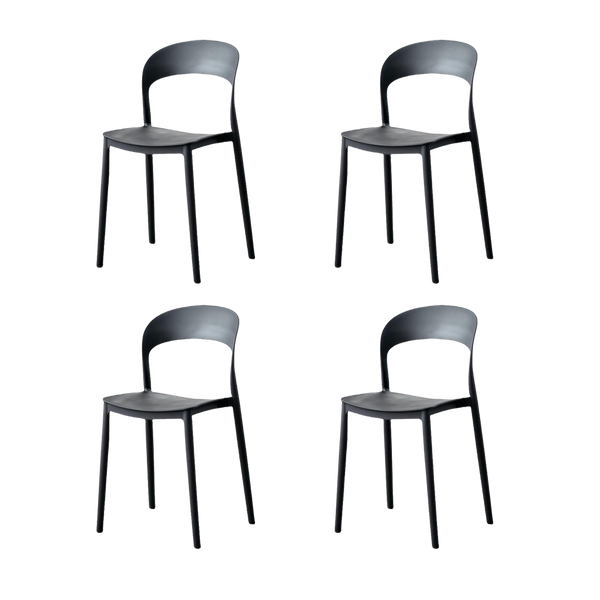 Silla Patrick, Color Negro, Con espaldar y diseño Moderno X4