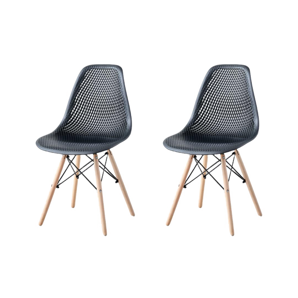 Silla Marcus, Color Negro, Con espaldar y patas en Madera X2
