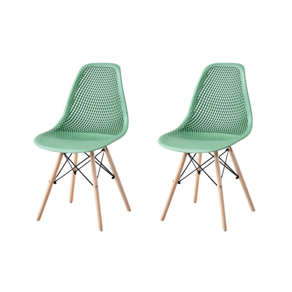 Silla Marcus, Color Verde Oliva, Con espaldar y patas en Madera X2