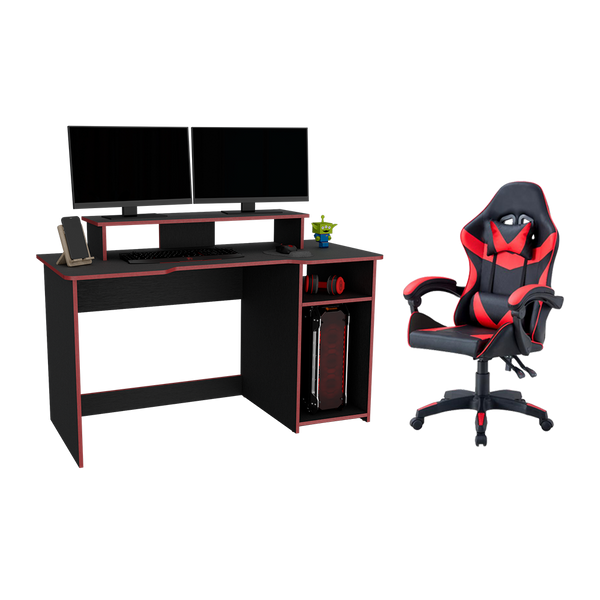 Combo para Oficina Gate, Rojo y Negro, Incluye Silla y Escritorio Gamer